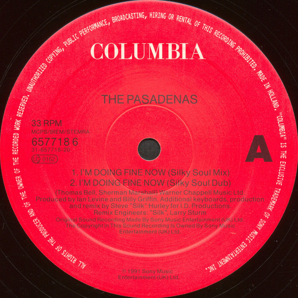 Pasadenas - I'm Doing Fine Now - Used Vinyl Record 12" image 3