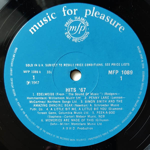Unknown Artist - Hits '67 - Used Vinyl Record image 3