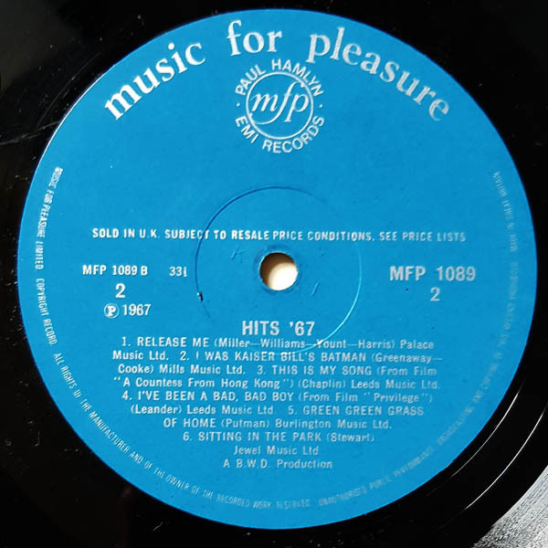 Unknown Artist - Hits '67 - Used Vinyl Record image 4