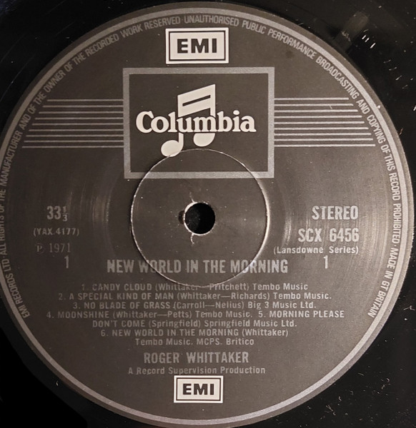 Roger Whittaker - New World In The Morning - Used Vinyl Record image 3