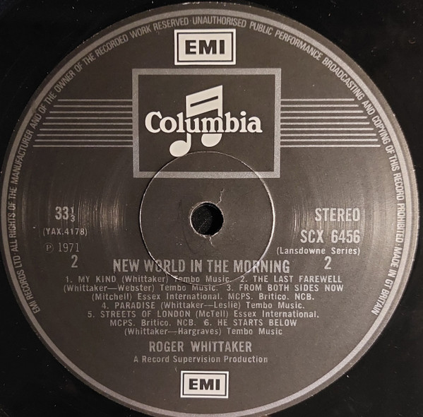 Roger Whittaker - New World In The Morning - Used Vinyl Record image 4