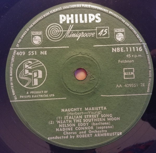 Nelson Eddy - Naughty Marietta - Used Vinyl Record 7" image 3
