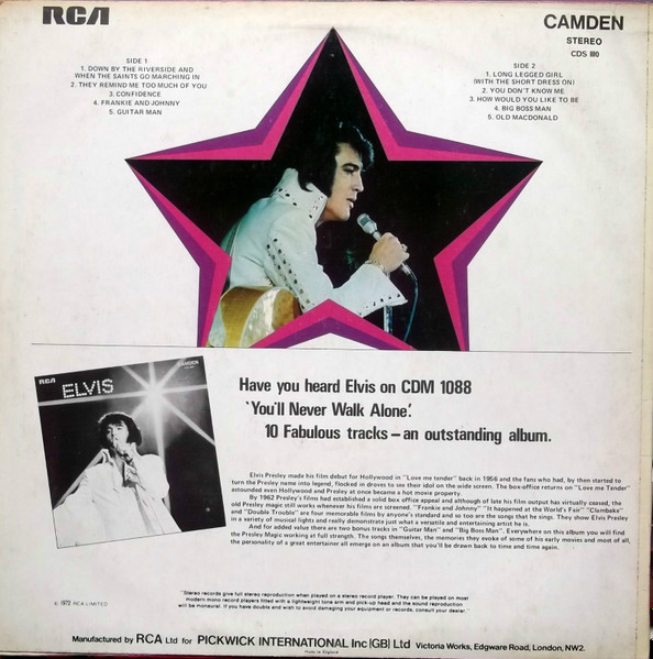 Elvis Presley - Elvis Sings Hits From His Movies - Used Vinyl Record image 2