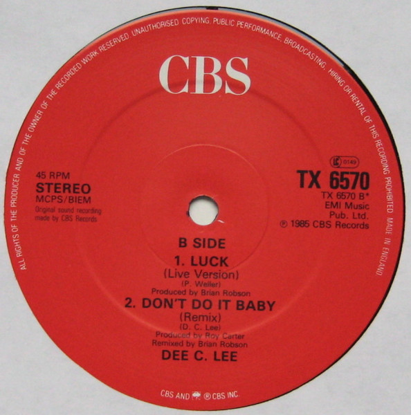 Dee C. Lee - See The Day - Used Vinyl Record 12" image 4