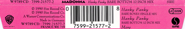 Madonna - Hanky Panky (Bare Bottom Twelve Inch Mix) - Used CD image 6