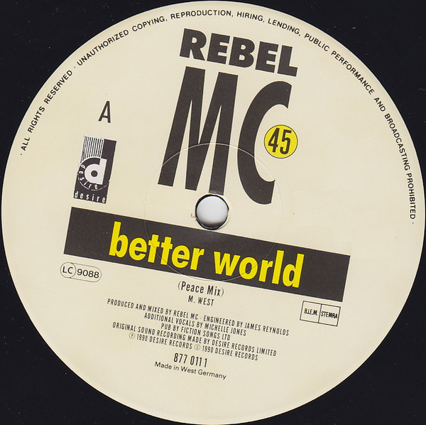 Rebel MC - Better World - Used Vinyl Record 12" image 3