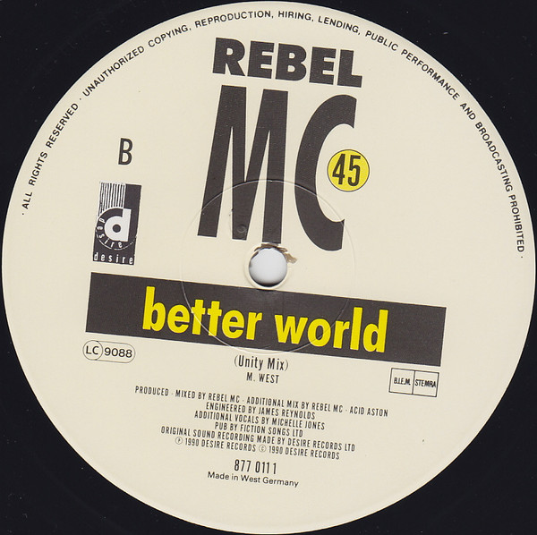 Rebel MC - Better World - Used Vinyl Record 12" image 4