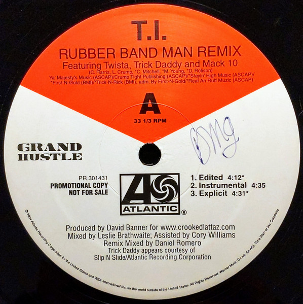T.I. - Rubber Band Man (Remix) - Used Vinyl Record 12" image 3