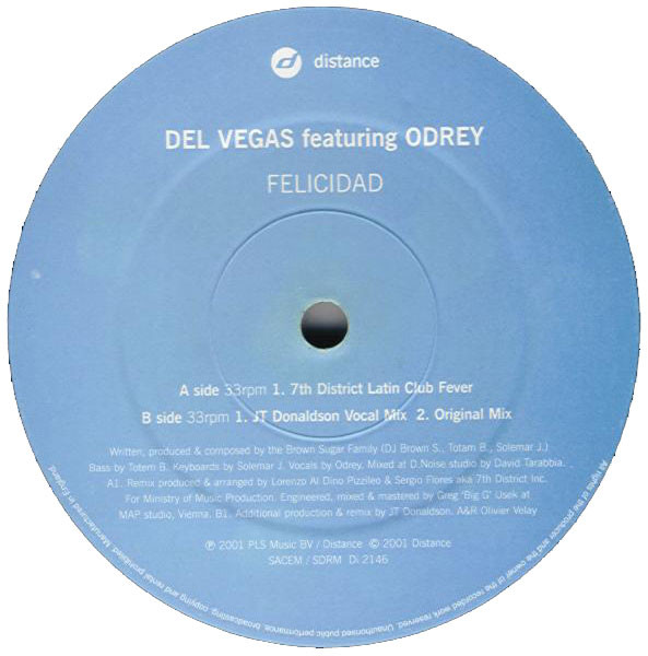Del Vegas - Felicidad - Used Vinyl Record 12" image 3