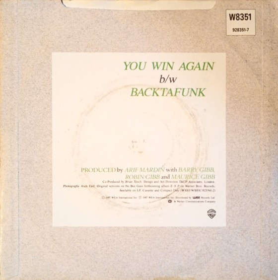 Bee Gees - You Win Again - Used Vinyl Record 7" image 2