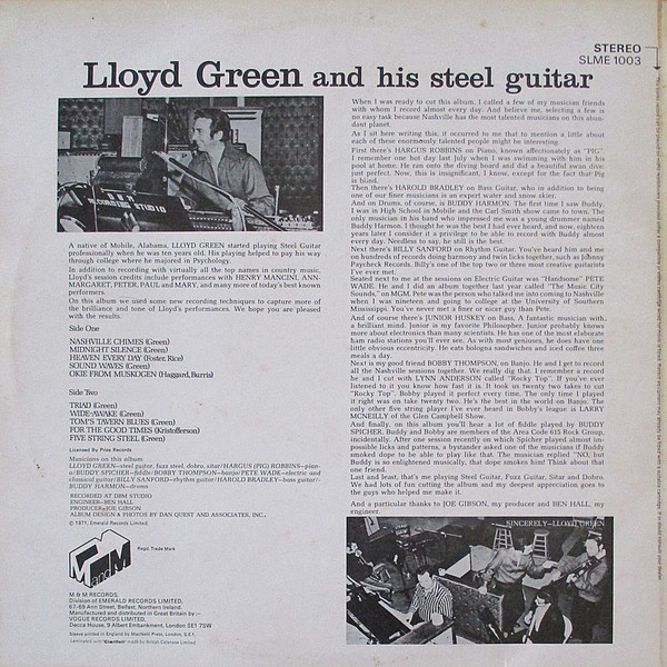 Lloyd Green - And His Steel Guitar - Used Vinyl Record image 2