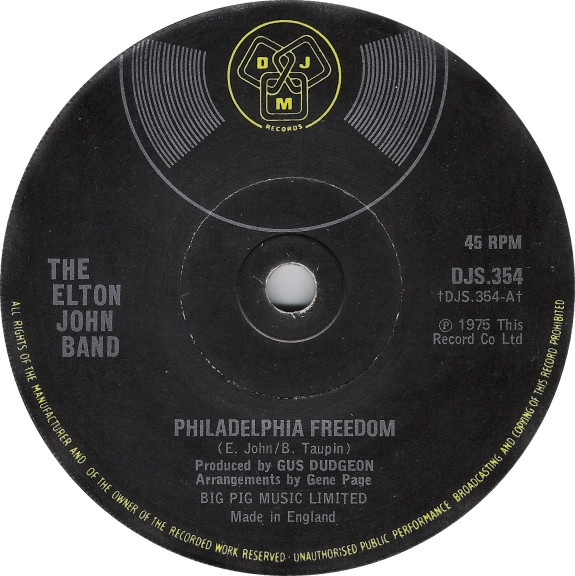 Elton John Band - Philadelphia Freedom - Used Vinyl Record 7" image 3