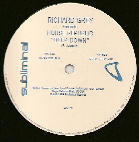 Richard Grey - Deep Down - Used Vinyl Record 12" image 2