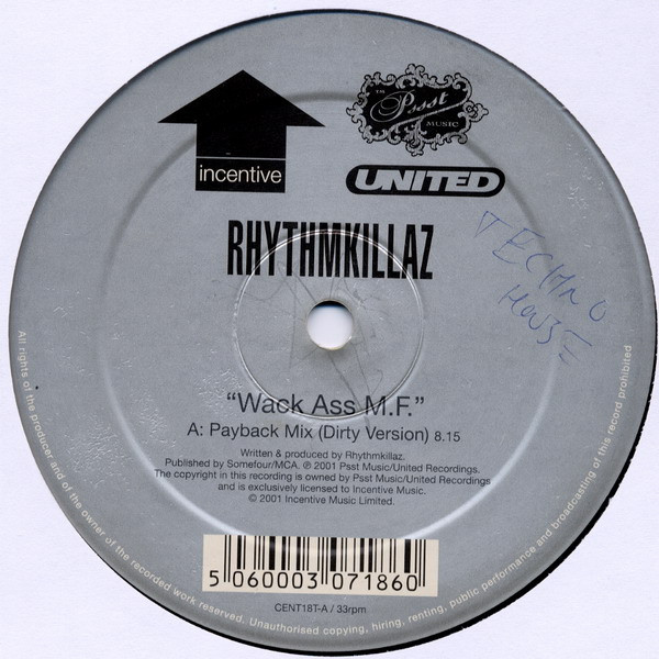 Rhythmkillaz - Wack Ass M.F. - Used Vinyl Record 12" image 2