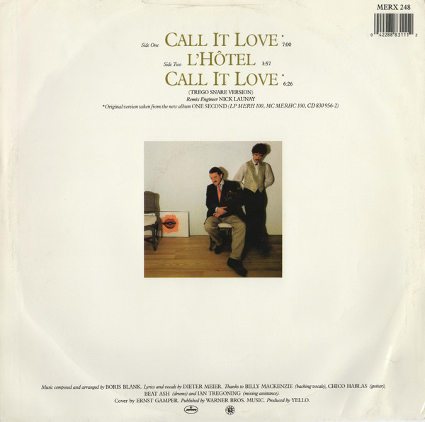Yello - Call It Love - Used Vinyl Record 12" image 2