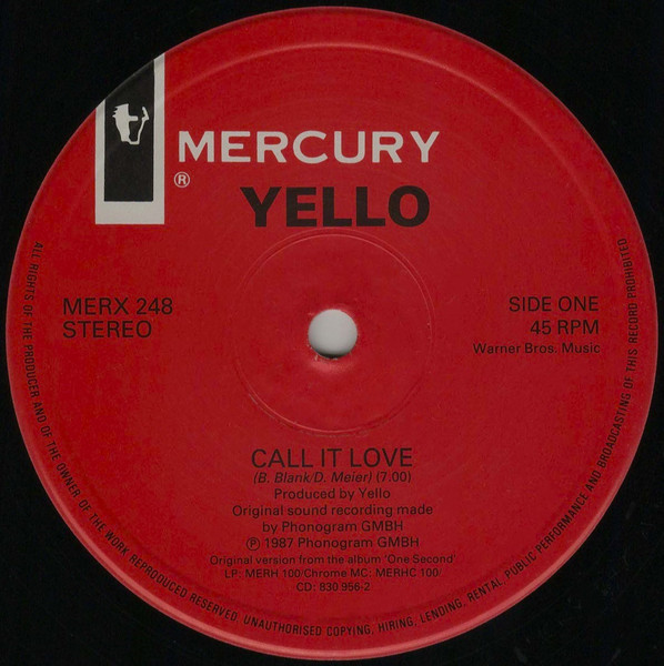 Yello - Call It Love - Used Vinyl Record 12" image 3