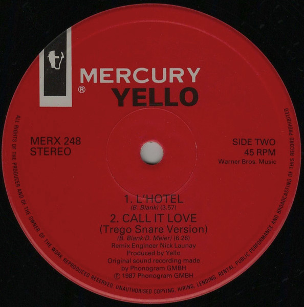 Yello - Call It Love - Used Vinyl Record 12" image 4