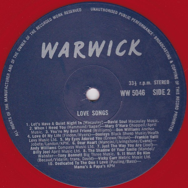Various - Love Songs - Used Vinyl Record image 3