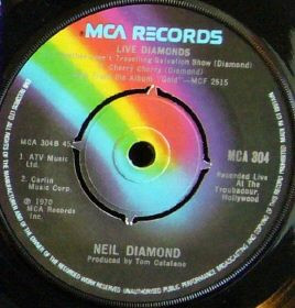 Neil Diamond - Live Diamonds - Used Vinyl Record 7" image 3