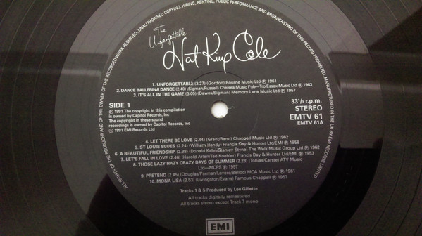 Nat King Cole - Unforgettable - Used Vinyl Record image 3