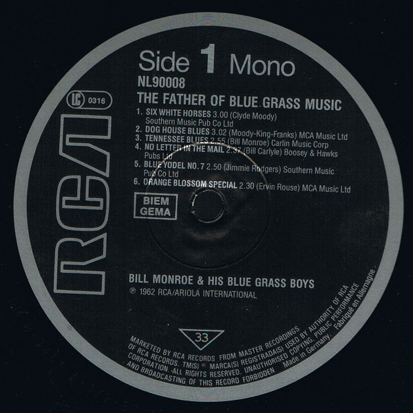 Bill Monroe & His Bl - Father Of Blue Grass Music - Used Vinyl Record image 2