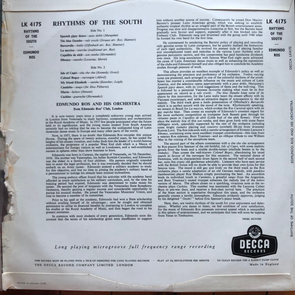 Edmundo Ros & His Or - Rhythms Of The South - Used Vinyl Record image 2