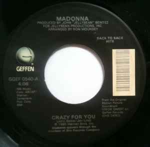 Madonna - Crazy For You / Gambler - Used Vinyl Record 7" image 1