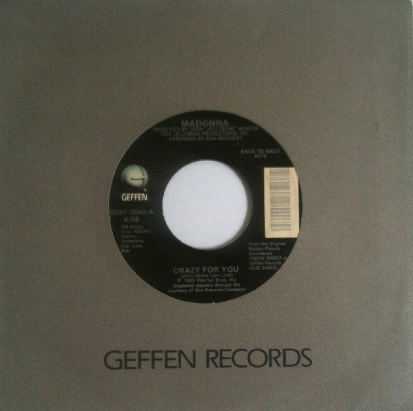 Madonna - Crazy For You / Gambler - Used Vinyl Record 7" image 3