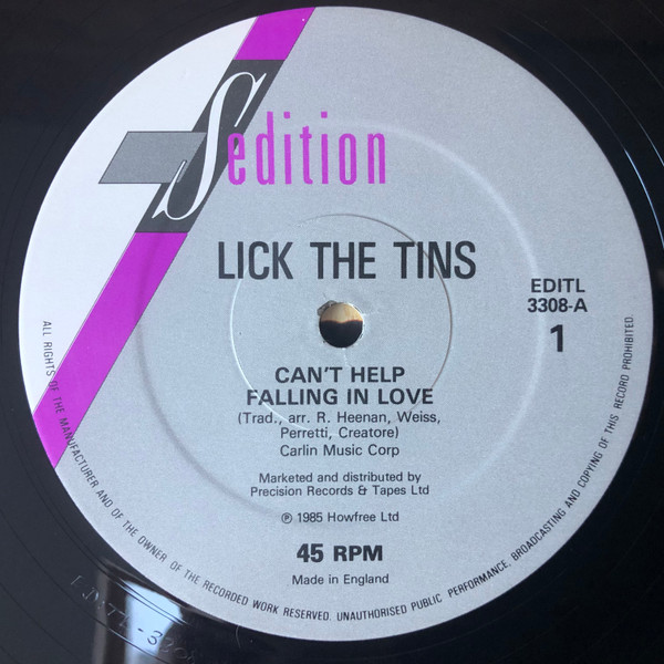 Lick The Tins - Can't Help Falling In Love - Used Vinyl Record 12" image 3