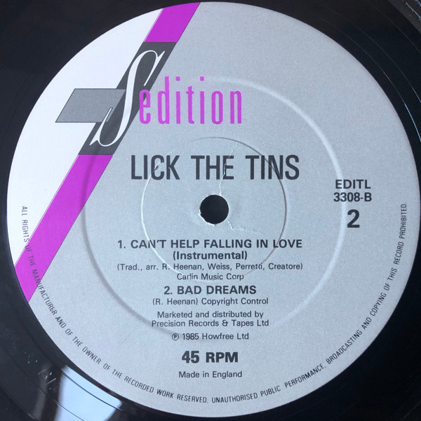 Lick The Tins - Can't Help Falling In Love - Used Vinyl Record 12" image 4
