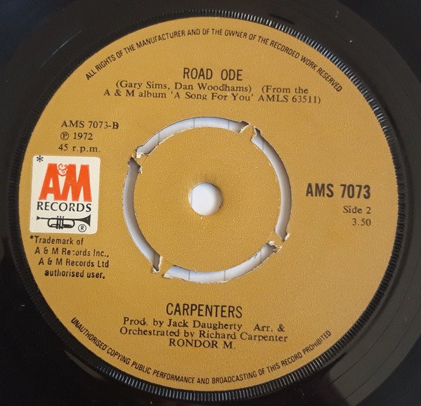 Carpenters - Yesterday Once More - Used Vinyl Record 7" image 2