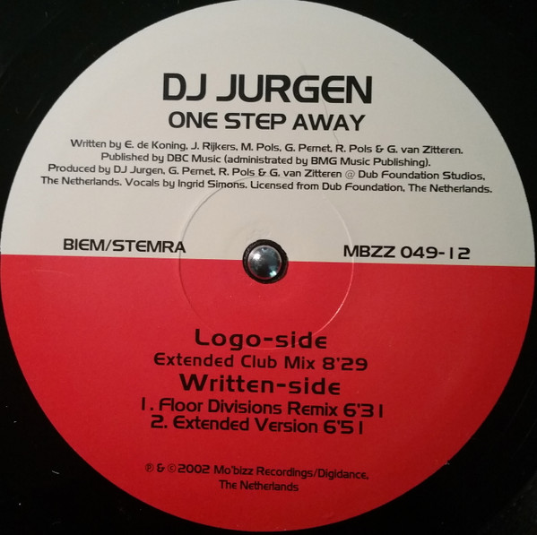 DJ Jurgen - One Step Away - Used Vinyl Record 12" image 3