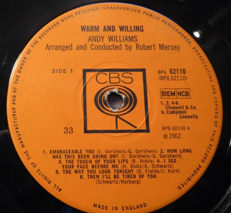 Andy Williams - Warm And Willing - Used Vinyl Record image 3