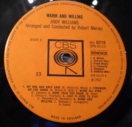 Andy Williams - Warm And Willing - Used Vinyl Record image 4