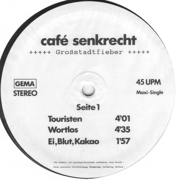 Café Senkrecht - Großstadtfieber - Used Vinyl Record 12" image 3