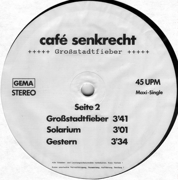 Café Senkrecht - Großstadtfieber - Used Vinyl Record 12" image 4
