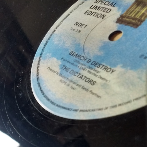 Dictators - Search & Destroy / Sleepin' With The TV On - Used Vinyl R image 5