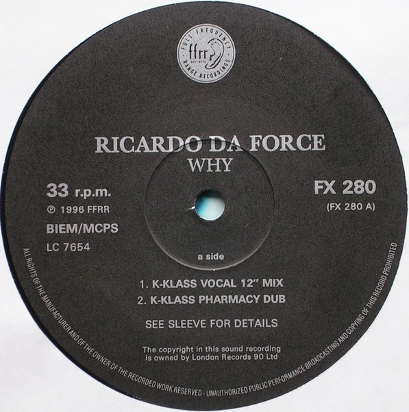 Ricardo Da Force - Why? - Used Vinyl Record 12" image 3