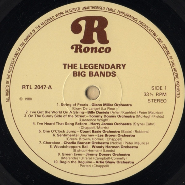 Various - Legendary Big Bands - Used Vinyl Record image 3