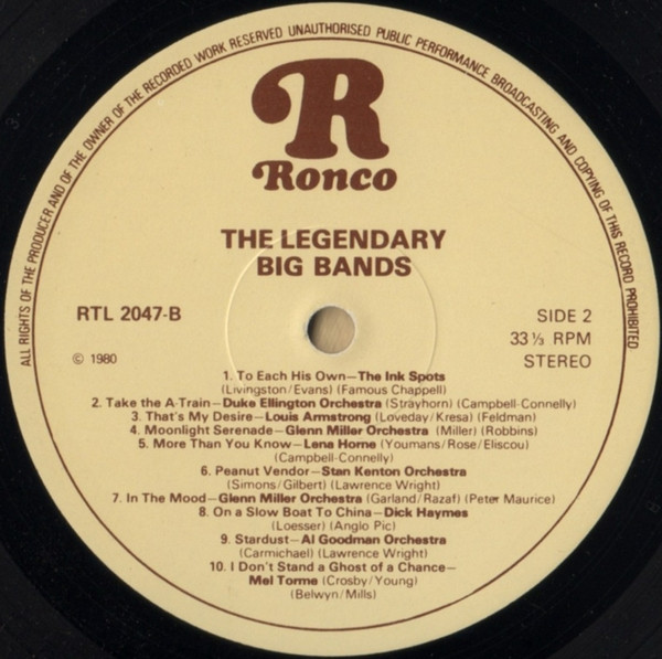 Various - Legendary Big Bands - Used Vinyl Record image 4