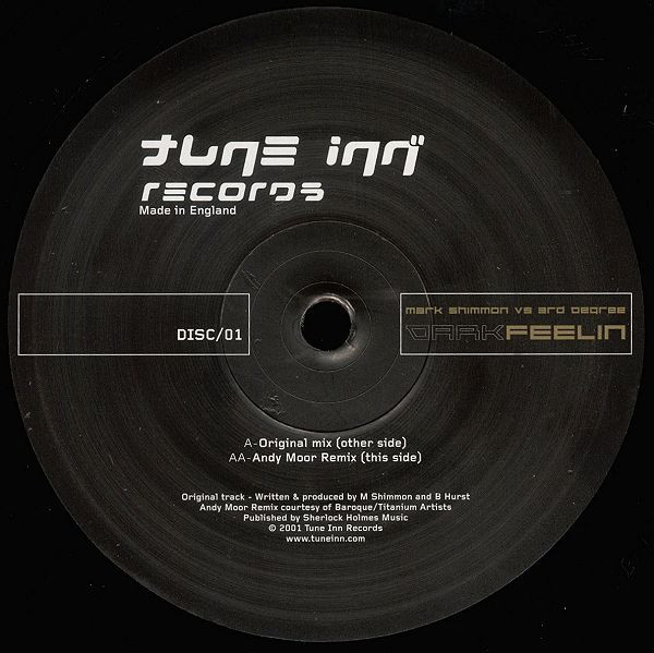 Mark Shimmon vs. 3rd - Dark Feelin' - Used Vinyl Record 12" image 2