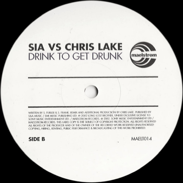 Sia - Drink To Get Drunk - Used Vinyl Record 12" image 3
