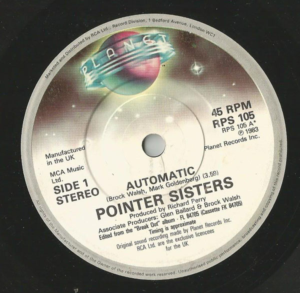 Pointer Sisters - Automatic - Used Vinyl Record 7 image 3