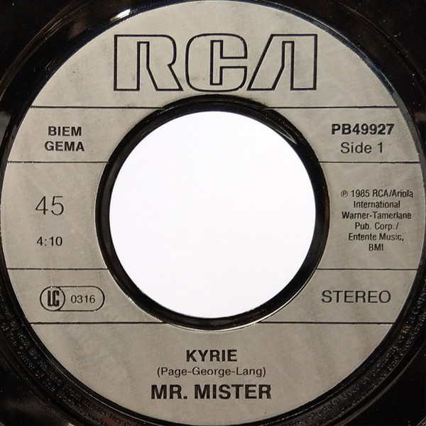 Mr. Mister - Kyrie - Used Vinyl Record 7" image 3