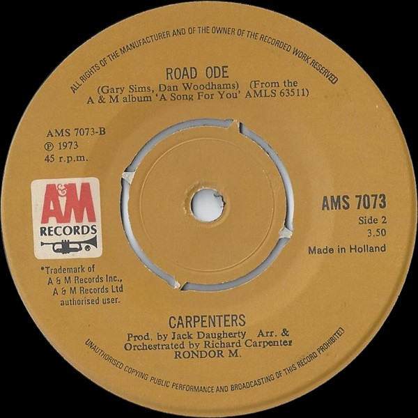 Carpenters - Yesterday Once More - Used Vinyl Record 7" image 2