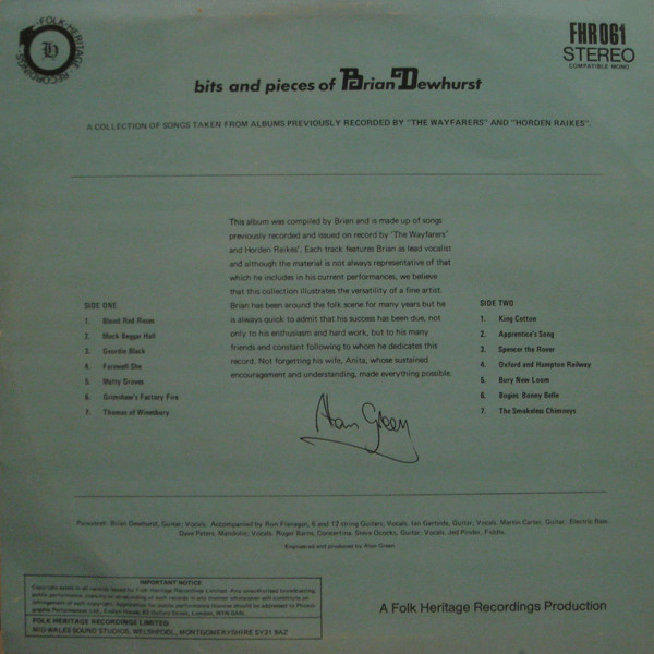 Brian Dewhurst - Bits And Pieces Of - Used Vinyl Record image 2
