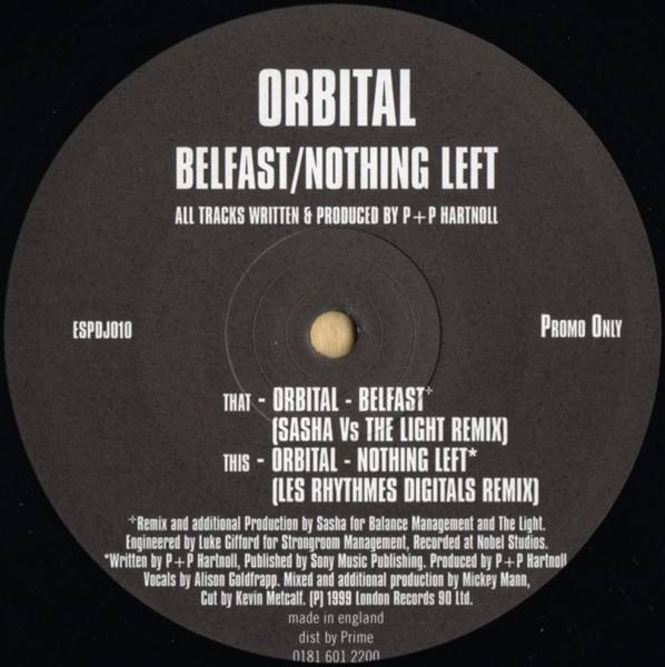 Orbital - Belfast / Nothing Left - Used Vinyl Record 12" image 4