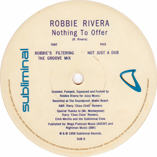 Robbie Rivera - Nothing To Offer - Used Vinyl Record 12" image 5