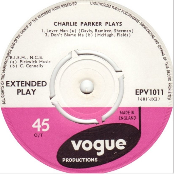 Charlie Parker - Plays - Used Vinyl Record 7" image 4