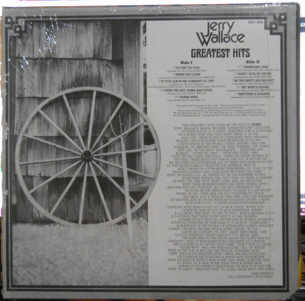 Jerry Wallace - Greatest Hits - Used Vinyl Record image 2